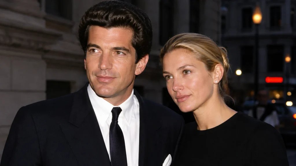 John F. Kennedy Jr. and Carolyn Bessette together in an elegant late-1990s editorial portrait.