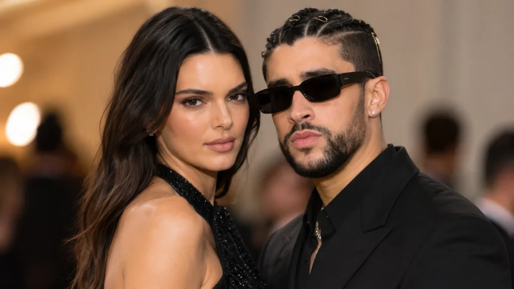 Kendall Jenner and Bad Bunny pictured together during their high-profile relationship.