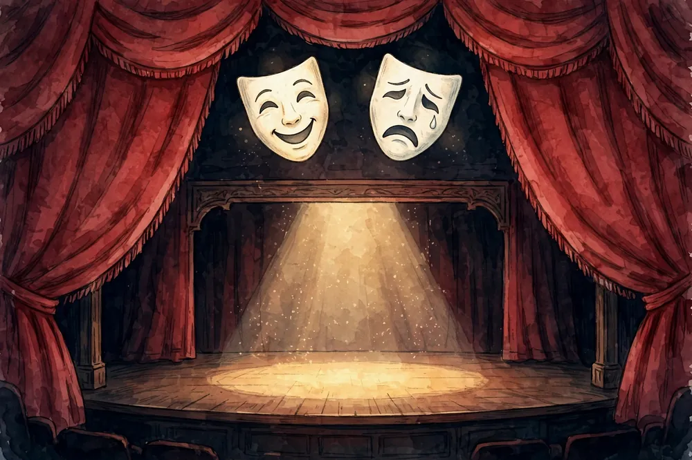 Theater masks representing stage performance