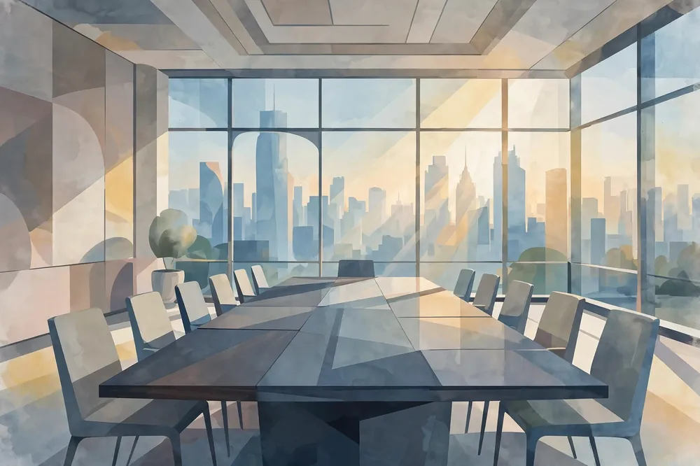Corporate boardroom meeting