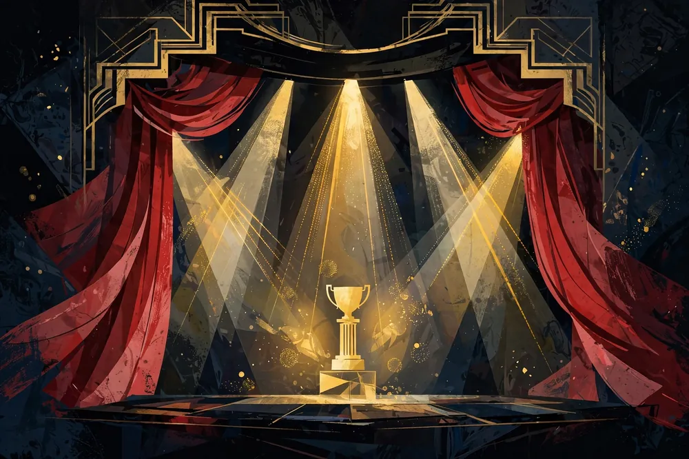 Theater stage with film award symbolism