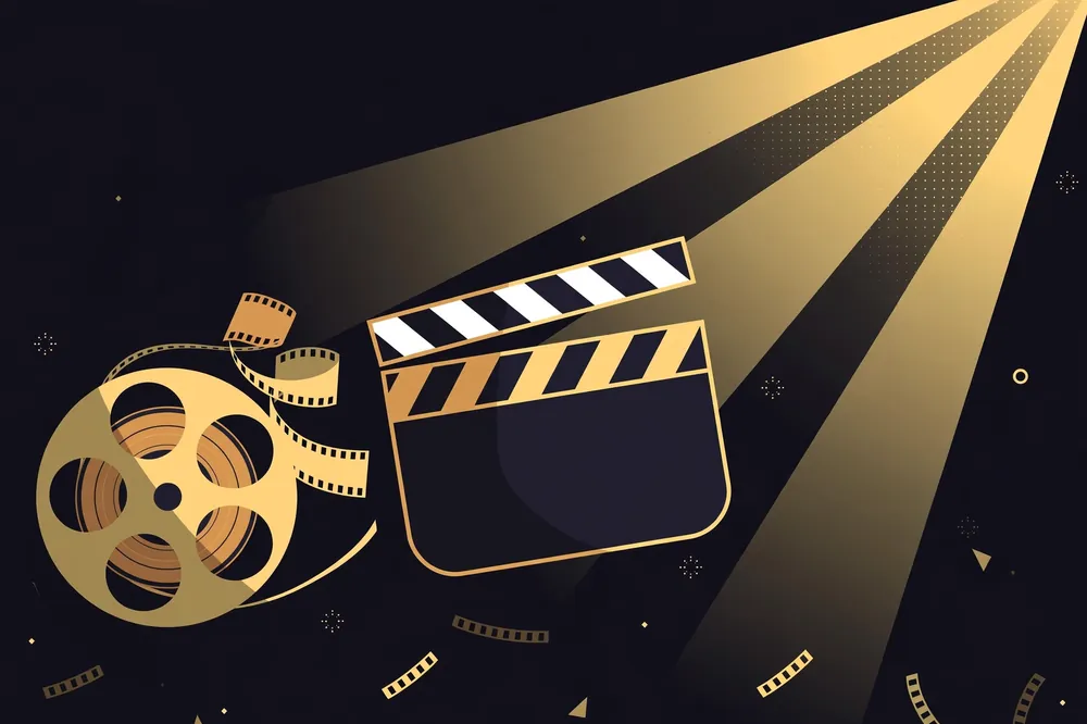 Hollywood film motifs symbolizing a movie star career