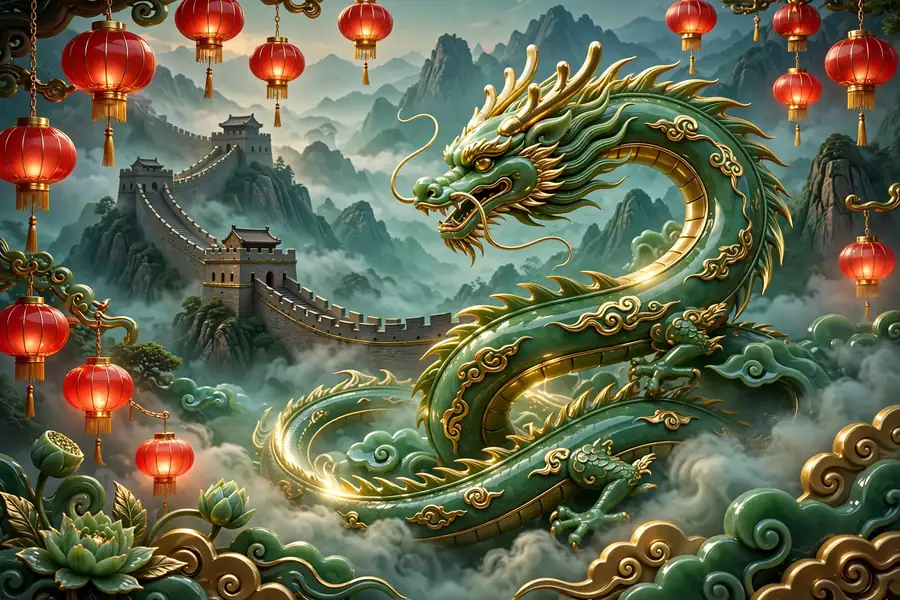 3D illustration of Chinese cultural symbols representing Emiru's Chinese heritage