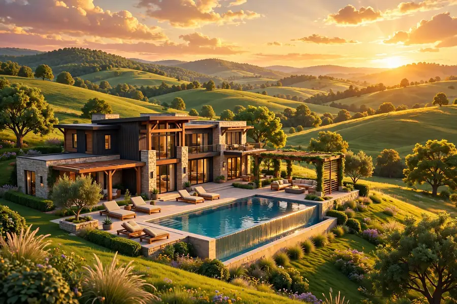 3D render of a Tennessee country estate mansion like the Franklin home listed after the Jelly Roll and Bunnie divorce
