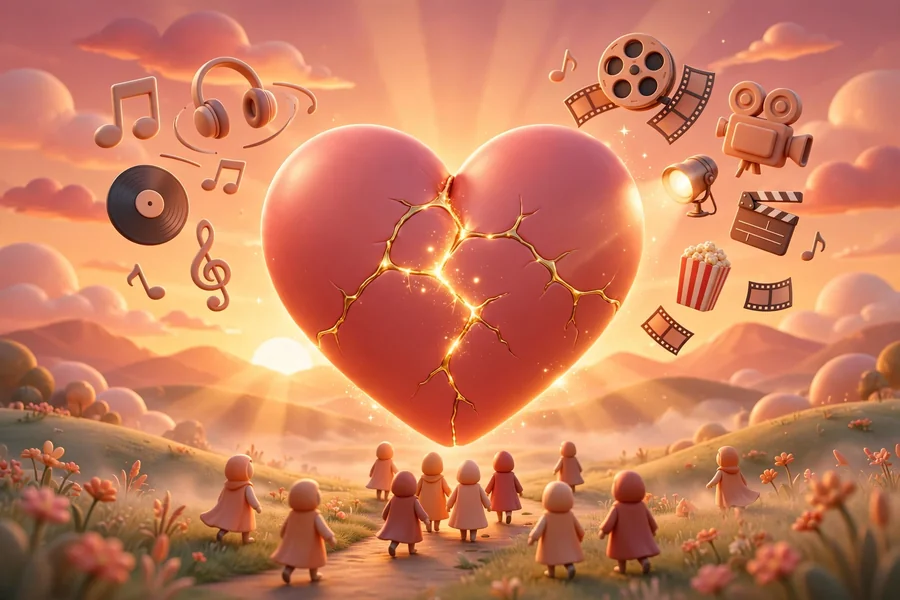 3D illustration of a heart mending at sunrise symbolizing new beginnings after the Jennifer Lopez and Ben Affleck divorce