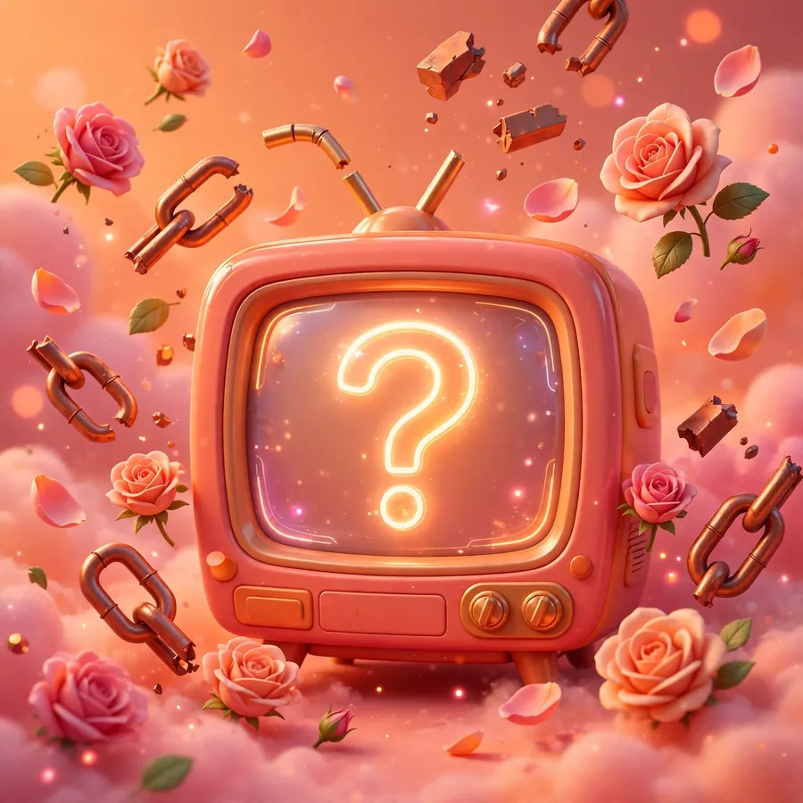 3D illustration of a television with a glowing question mark about Joe and Madison's relationship status