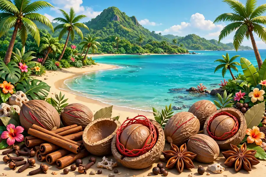 3D illustration of Grenada Caribbean symbols for Lewis Hamilton's Grenadian heritage