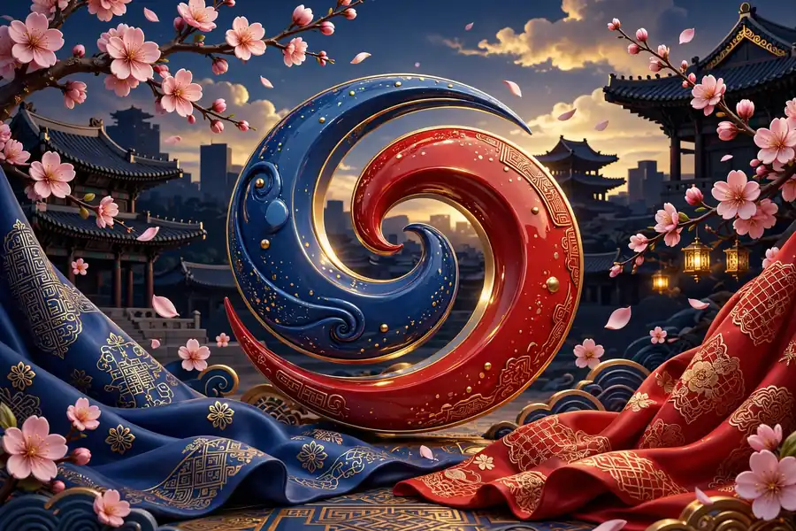 3D illustration of Korean cultural symbols representing Markiplier's Korean heritage