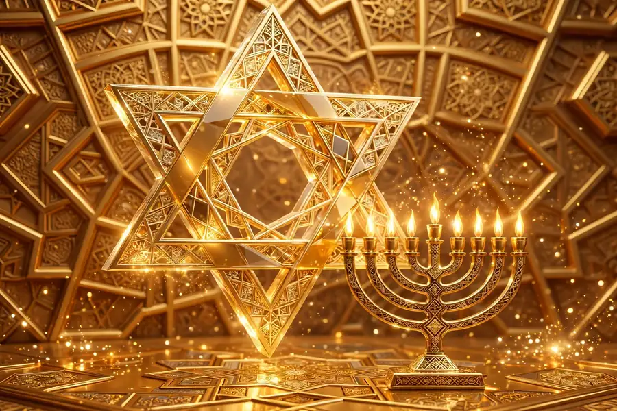 3D illustration of Jewish heritage symbols for Shia LaBeouf's Ashkenazi mother
