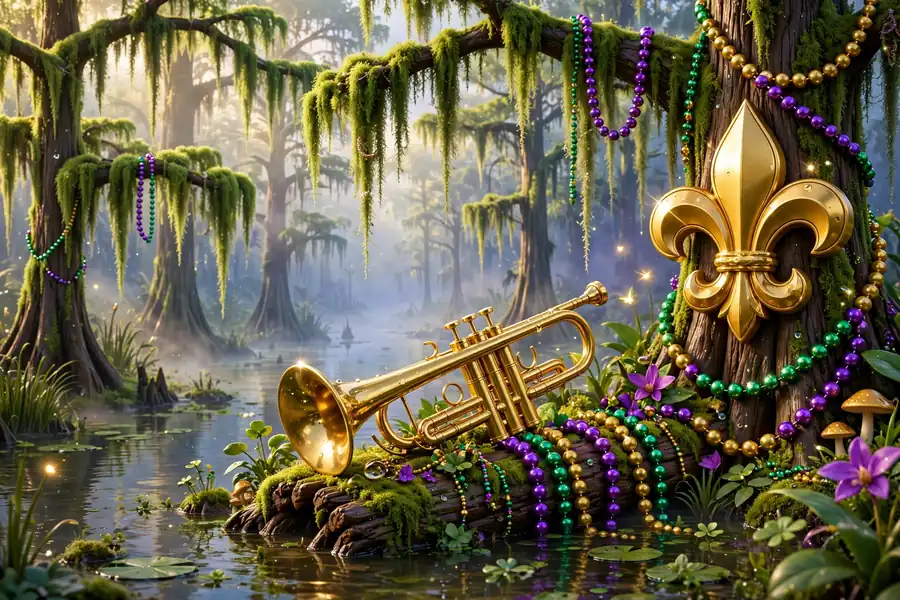 3D illustration of Cajun Louisiana symbols for Shia LaBeouf's Cajun father