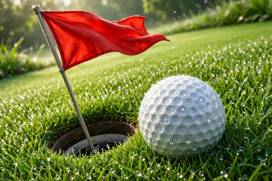 3D render of a golf ball beside the hole on a vivid green for the Tiger Woods and Donald Trump article