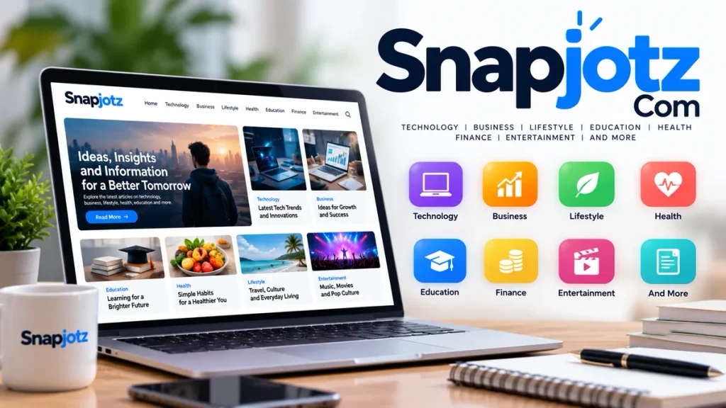 Snapjotz Com digital publishing platform featuring technology, business, education, finance, health, lifestyle, and entertainment content.